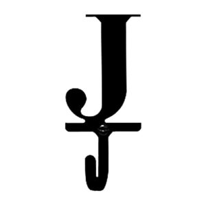 village wrought iron decorative letter j - wall hook small