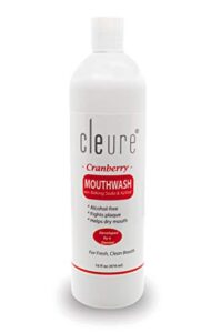 cleure alcohol free mouthwash with xylitol and baking soda, cranberry, 16 oz