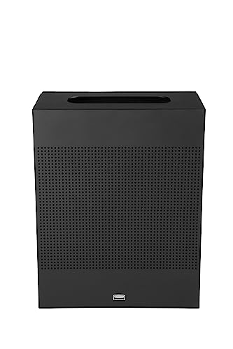 Rubbermaid Commercial Products Silhouettes Trash Can, 40-Gallon, Black, Steel Modern Look, Heavy Gauge Garbage Can/Waste Basket for Outdoor/Indoor Spaces