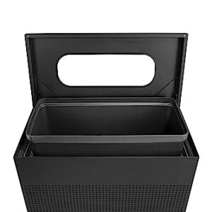 Rubbermaid Commercial Products Silhouettes Trash Can, 40-Gallon, Black, Steel Modern Look, Heavy Gauge Garbage Can/Waste Basket for Outdoor/Indoor Spaces