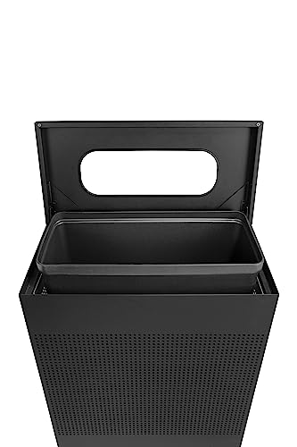 Rubbermaid Commercial Products Silhouettes Trash Can, 40-Gallon, Black, Steel Modern Look, Heavy Gauge Garbage Can/Waste Basket for Outdoor/Indoor Spaces