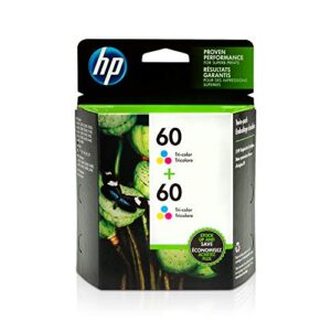 hp 60 | 2 ink cartridges | tri-color | works with hp deskjet d2500 series, f2430, f4200 series, f4400 series, hp envy 100, 110, 111, 114, 120, hp photosmart c4600 series, c4700 series, d110a |cc643wn