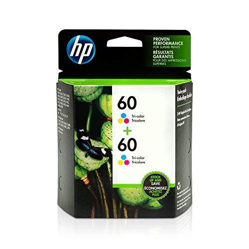 HP 60 | 2 Ink Cartridges | Tri-color | Works with HP DeskJet D2500 Series, F2430, F4200 Series, F4400 Series, HP ENVY 100, 110, 111, 114, 120, HP Photosmart C4600 Series, C4700 Series, D110a |CC643WN