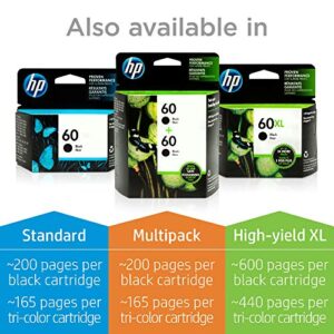 HP 60 | 2 Ink Cartridges | Tri-color | Works with HP DeskJet D2500 Series, F2430, F4200 Series, F4400 Series, HP ENVY 100, 110, 111, 114, 120, HP Photosmart C4600 Series, C4700 Series, D110a |CC643WN
