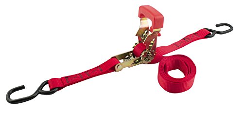 Erickson 51333 Red 1" x 15' Medium Duty Rubber Handled Ratcheting Tie-Down Strap, 2000 lb Load Capacity