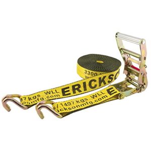 erickson 58541 yellow 2" x 40' ratchet strap tie-down with j hooks