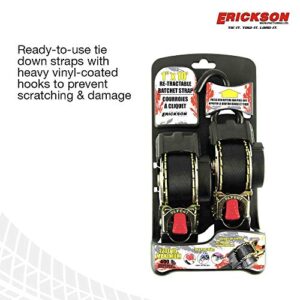 Erickson 34415 Pro Series Black Retractable Ratcheting Tie-Down Strap (Pack of 2, 1" x 10')