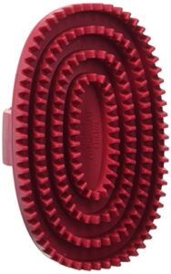 le salon essentials rubber curry grooming brush with loop handle, red