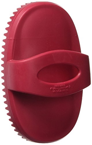 Le Salon Essentials Rubber Curry Grooming Brush with Loop Handle, Red