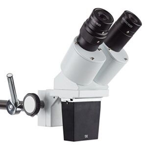 AmScope SE400X Professional Binocular Stereo Microscope, WF5x and WF10x Eyepieces, 5X and 10X Magnification, 1X Objective, LED Lighting, Boom-Arm Stand, 110V-120V