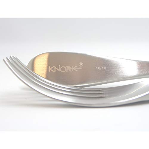 Knork Original Collection Cutlery Utensils 18/10 Stainless Steel Flatware Set, 20 Piece, Matte Silver