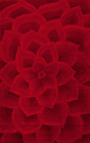 nuLOOM Gol Hand Tufted Wool Floral Area Rug, 5' x 8', Red