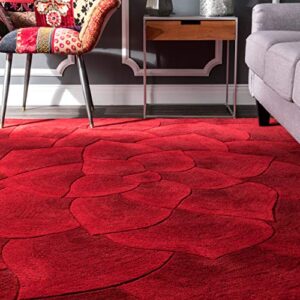 nuLOOM Gol Hand Tufted Wool Floral Area Rug, 5' x 8', Red