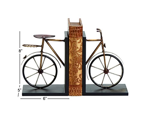 Deco 79 Metal Bike Bookends, Set of 2 6"W, 9"H, Black