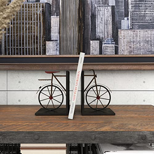 Deco 79 Metal Bike Bookends, Set of 2 6"W, 9"H, Black