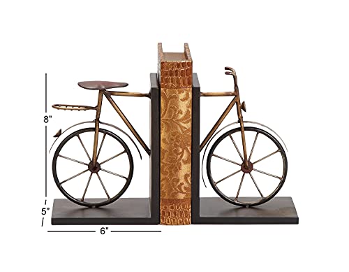 Deco 79 Metal Bike Bookends, Set of 2 6"W, 9"H, Black