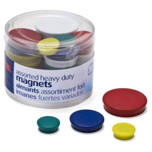 officemate heavy-duty magnets, assorted colors, pack of 30