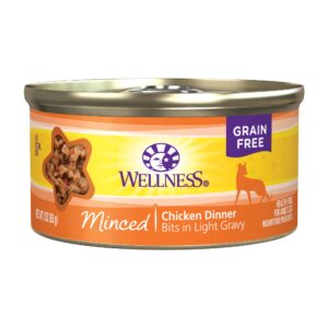 wellness complete health minced grain free canned cat food, chicken dinner, 3 ounces (pack of 24)