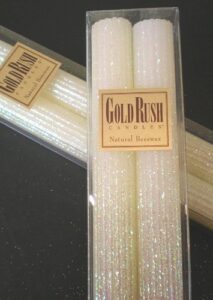 12 inch natural beeswax glitter candles, white lotus, boxed set of 2 candles