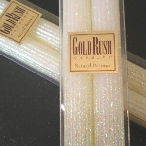 12 Inch Natural Beeswax Glitter Candles, White Lotus, Boxed Set of 2 Candles