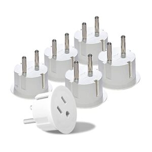 orei american usa to european schuko germany plug adapters ce certified heavy duty - 6 pack - perfect for travelling with cell phones, laptops, cameras & more
