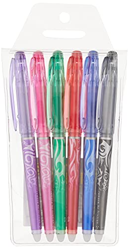 PILOT FriXion Point Erasable & Refillable Gel Ink Pens, Extra Fine Point, Black/Blue/Red/Green/Pink/Purple Inks, 6-Pack Pouch (46524)