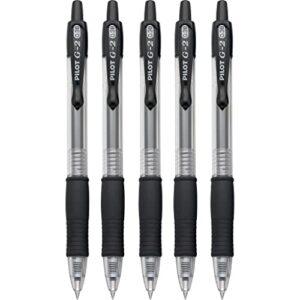 Pilot, G2 Premium Gel Roller Pens, Ultra Fine Point 0.38 mm, Pack of 5, Black