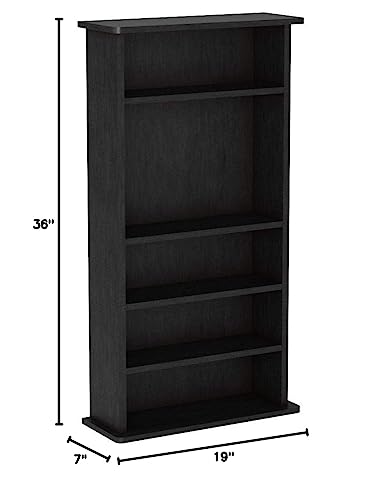 Atlantic Drawbridge Media Storage Cabinet - Organize optical media, up to 240 CD, or 108 DVD, or 132 BD/Video Games, Adjustable Shelves, PN 37935726 in Black