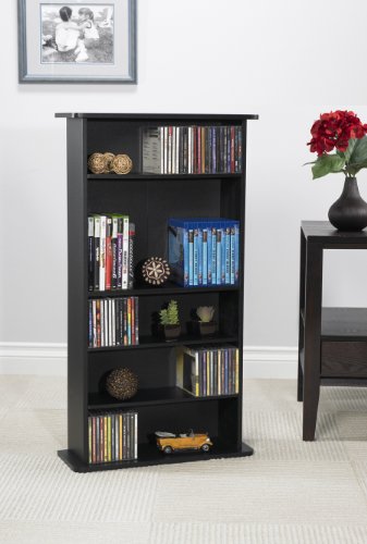 Atlantic Drawbridge Media Storage Cabinet - Organize optical media, up to 240 CD, or 108 DVD, or 132 BD/Video Games, Adjustable Shelves, PN 37935726 in Black