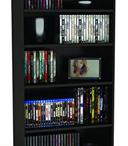 Atlantic Drawbridge Media Storage Cabinet - Organize optical media, up to 240 CD, or 108 DVD, or 132 BD/Video Games, Adjustable Shelves, PN 37935726 in Black