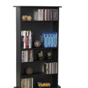 Atlantic Drawbridge Media Storage Cabinet - Organize optical media, up to 240 CD, or 108 DVD, or 132 BD/Video Games, Adjustable Shelves, PN 37935726 in Black