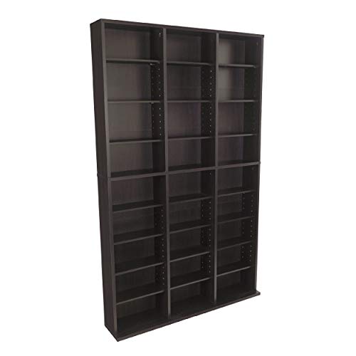 Atlantic Oskar 1080 Media Storage Cabinet – Protects & Organizes Prized Music, Movie, Video Games or Memorabilia Collections, PN 38435714 in Espresso