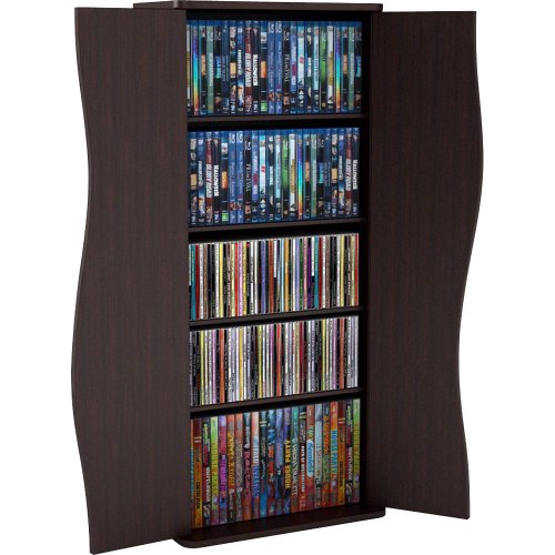 Atlantic Venus Media Storage Cabinet – Compact Space-Saving Design, Holds up to 198 CDs, or 88 DVDs or 108 Blu-Rays, Magnetic-Latch Doors to Protect Contents, PN 83035729 in Espresso