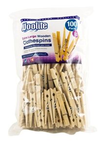 woolite extra large wooden 100 pack clothespins| dimensions: 0.4 x 0.43 x 3.25 inches| perfect for indoor and outdoor use| great for hanging clothes, art & crafts| bags, rust resistant