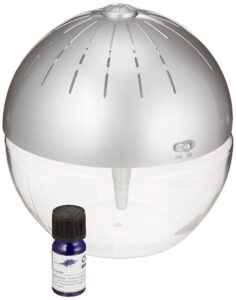 ecogecko earth globe- glowing water air washer and revitalizer with lavender oil, silver (75606-silver)