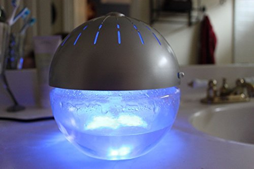 EcoGecko Earth Globe- Glowing Water Air Washer and Revitalizer with Lavender Oil, Silver (75606-Silver)