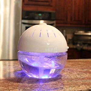 EcoGecko Earth Globe- Glowing Water Air Washer and Revitalizer with Lavender Oil, White (75606-White)