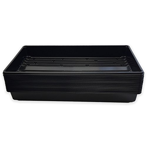 10 Plant Growing Trays (No Drain Holes) - 20" x 10" - Perfect Garden Seed Starter Grow Trays: for Seedlings, Indoor Gardening, Growing Microgreens, Wheatgrass & More - Soil or Hydroponic