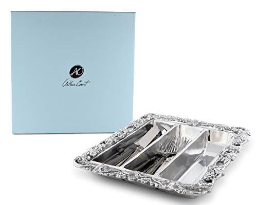 Arthur Court Designs Aluminum Metal Grape Flatware Caddy Silverware Utensil Holder Organizer 13 inch x 11 inch