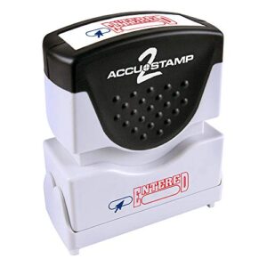 accustamp - accu-stamp2 message stamp with shutter, 2-color, entered, 1-5/8" x 1/2" impression, pre-ink, red and blue ink (035544)