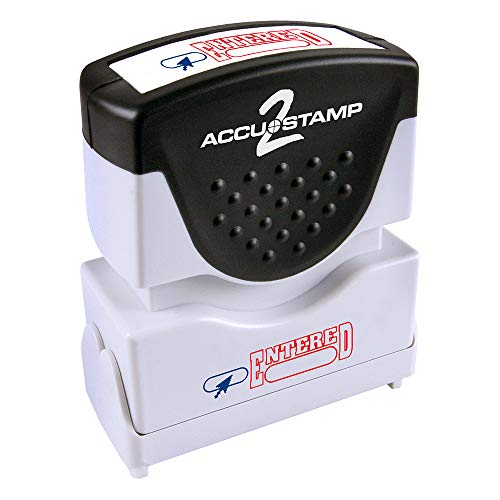 AccuStamp - ACCU-STAMP2 Message Stamp with Shutter, 2-Color, ENTERED, 1-5/8" x 1/2" Impression, Pre-Ink, Red and Blue Ink (035544)