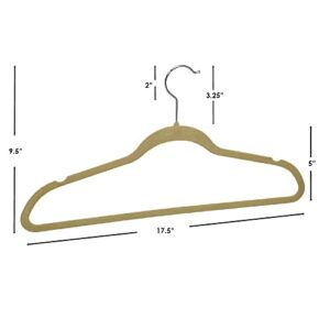 Home Basics Velvet Clothes Hangers (Pack of 10), Camel Felt Hangers for Tops, Jackets, Dresses, and Pants | Contoured Hangers with Notches | Ultra-Thin Space Saving Clothes Hangers