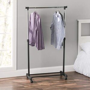 Sunbeam Garment Hanging Clothing Rack on Wheels, Black and Silver