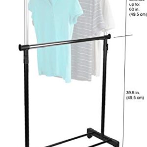 Sunbeam Garment Hanging Clothing Rack on Wheels, Black and Silver