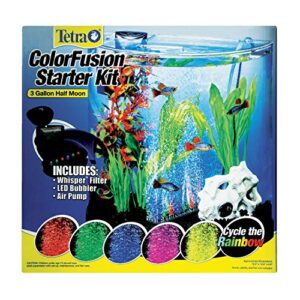 Tetra ColorFusion Starter aquarium Kit 3 Gallons, Half-Moon Shape, With Bubbler And Color-Changing Light Disc