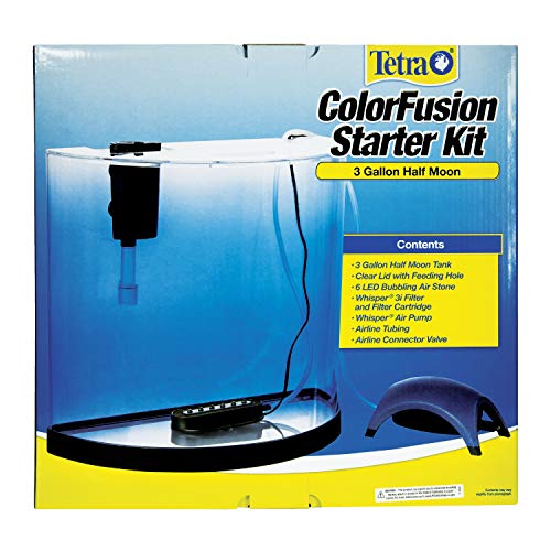 Tetra ColorFusion Starter aquarium Kit 3 Gallons, Half-Moon Shape, With Bubbler And Color-Changing Light Disc