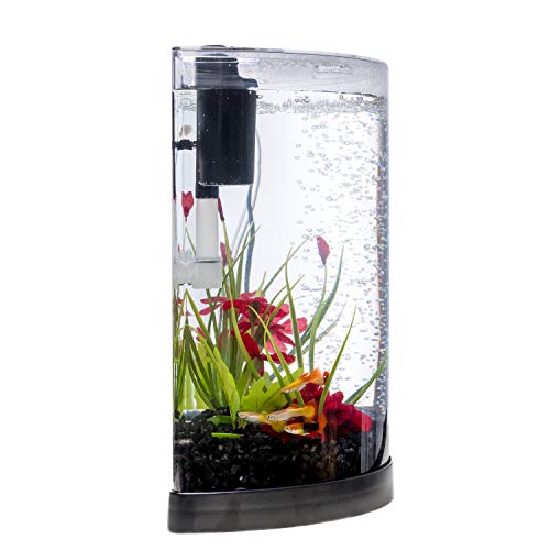 Tetra ColorFusion Starter aquarium Kit 3 Gallons, Half-Moon Shape, With Bubbler And Color-Changing Light Disc