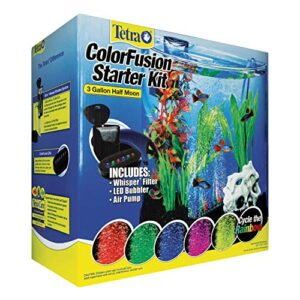 Tetra ColorFusion Starter aquarium Kit 3 Gallons, Half-Moon Shape, With Bubbler And Color-Changing Light Disc