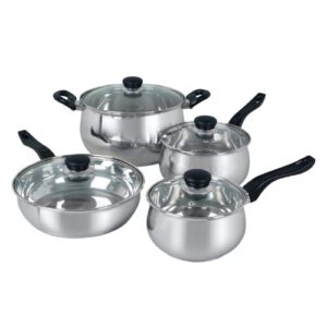 oster rametto stainless steel cookware set, 8 piece, silver
