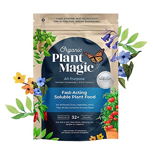 Organic Plant Magic - Truly Organic™ Fast-Acting Water Soluble Plant Food - All-Purpose Fertilizer Concentrate for Flower, Vegetable, Herb, Fruit Tree, Garden & Indoor Houseplants [One 1/2 lb Bag]